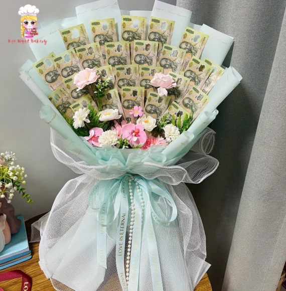 Bó hoa tiền 100k tặng bố