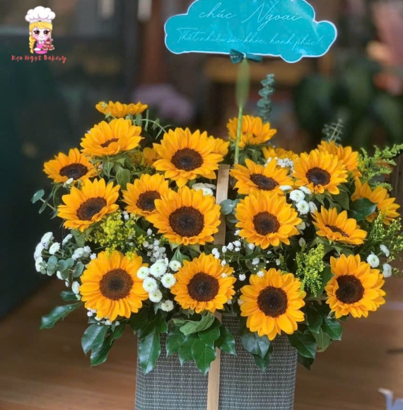 Giỏ hoa hướng dương đi khai trương