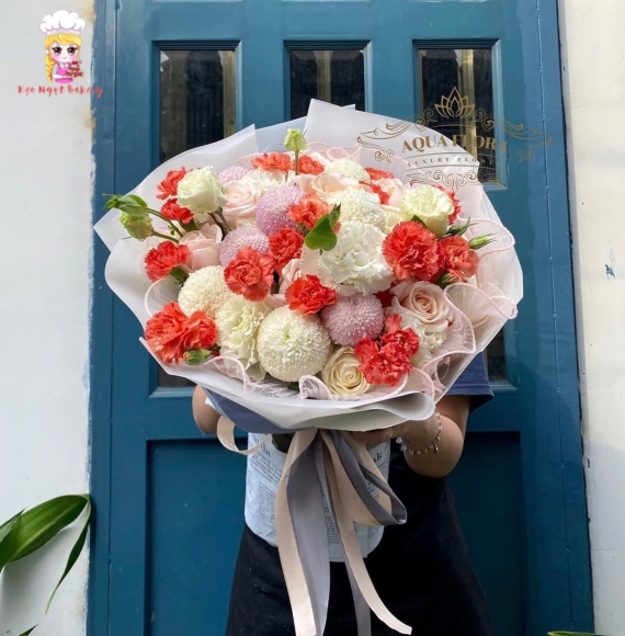 Bó hoa chúc mừng bó theo phong cách hiện đại