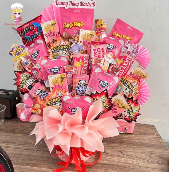 Sét quà bánh kẹo tone hồng tặng bé