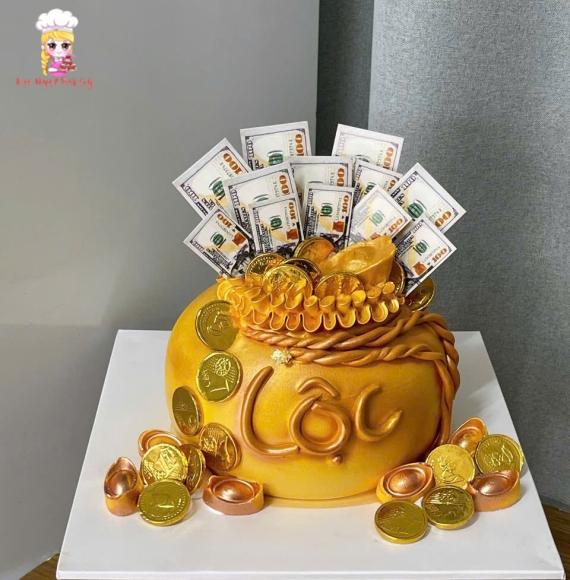 Bánh kem hủ vàng mừng khai trương ở hóc môn