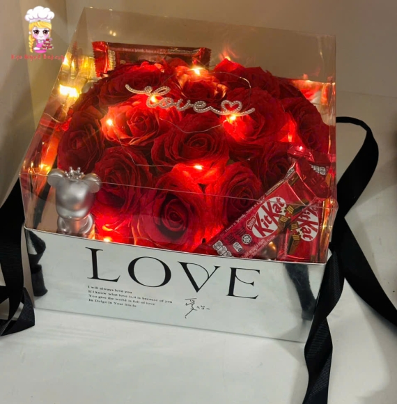 Hộp Hoa Sáp tone đỏ