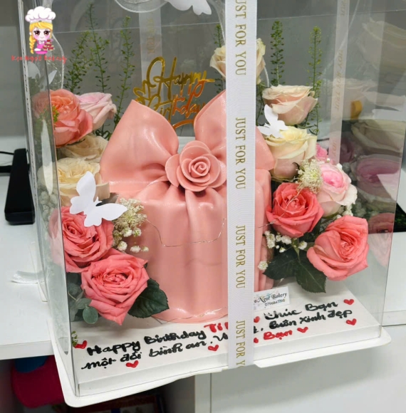 Hộp Bánh Nơ Fondant Luxury tone hồng