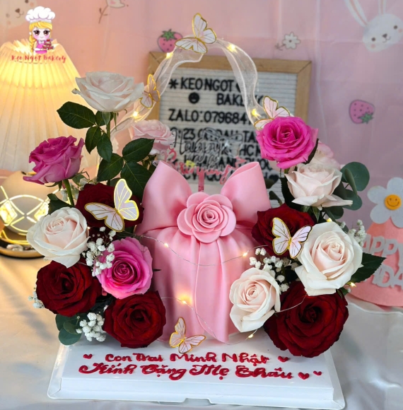 Bánh Nơ Fondant Luxury  Tone Hồng Tặng hot năm 2025