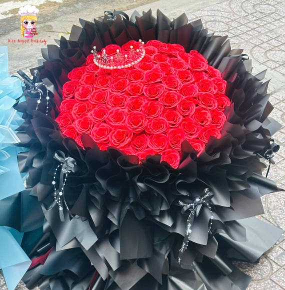 Bó hoa sáp khổng lồ tone đỏ