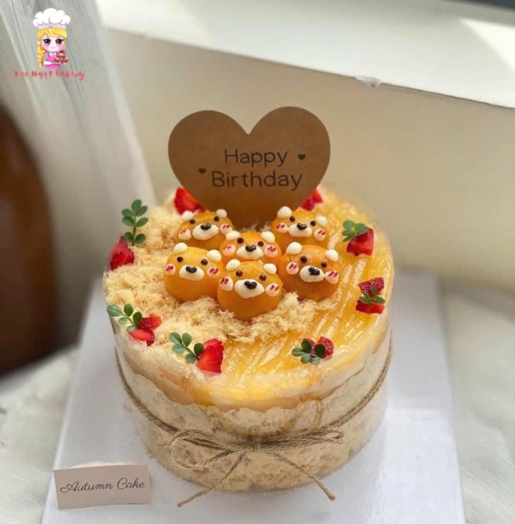 Bánh bông lan trứng muối hình con vật đáng yêu