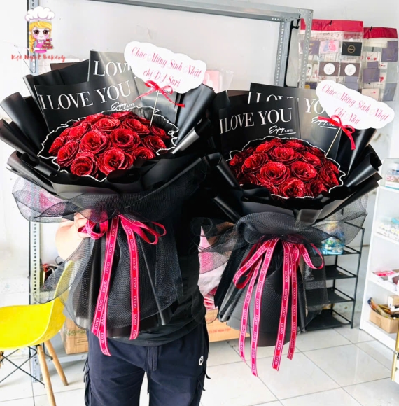 Hoa sáp kim tuyến tone đỏ