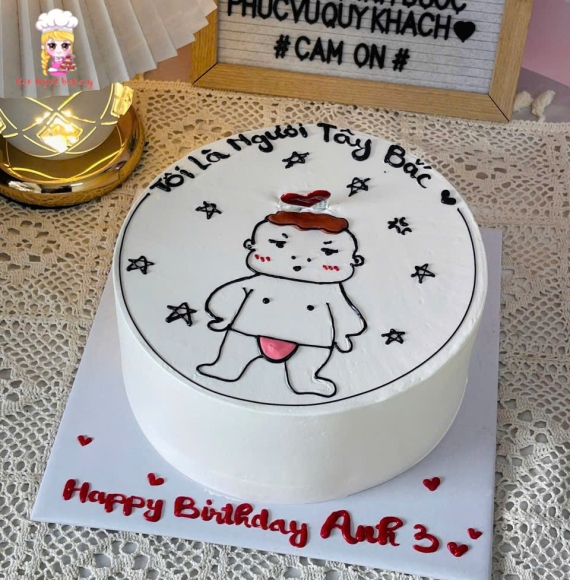 Bánh kem vẻ hình chibi bựa nhây