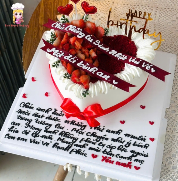 Bánh kem trái tim đỏ tặng anh 
