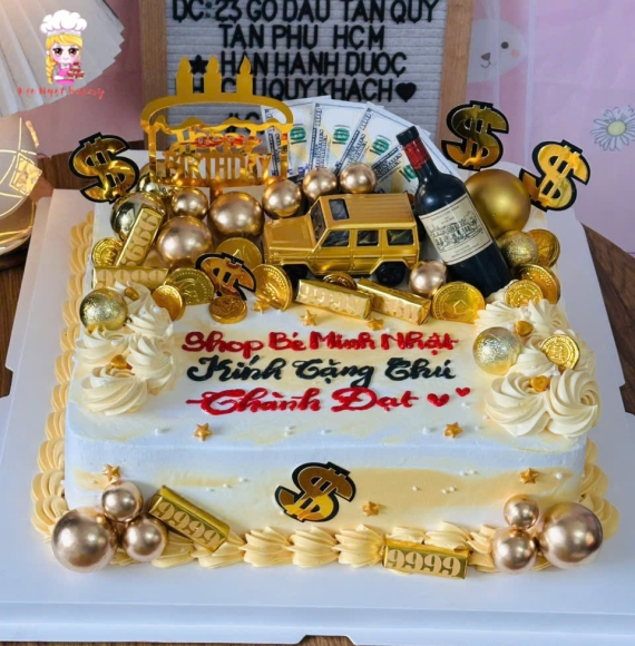 Bánh kem tặng cho bạn nam hình vuông