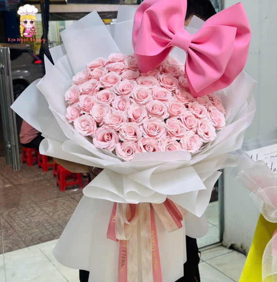 Hoa sáp tặng vợ yêu 20/10 kèm nơ lớn 