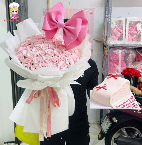 Combo 3 món hoa bánh và bóng bay rút tiền 