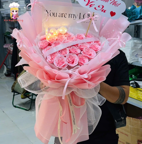 Bó hoa sáp tone hồng tặng vợ yêu 