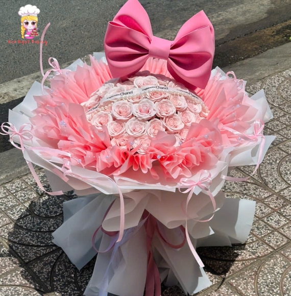 Hoa sáp màu hồng nơ to dễ thương