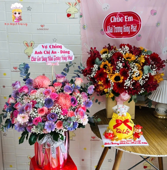 Giỏ hoa chúc mừng khai trương tại Tân Phú