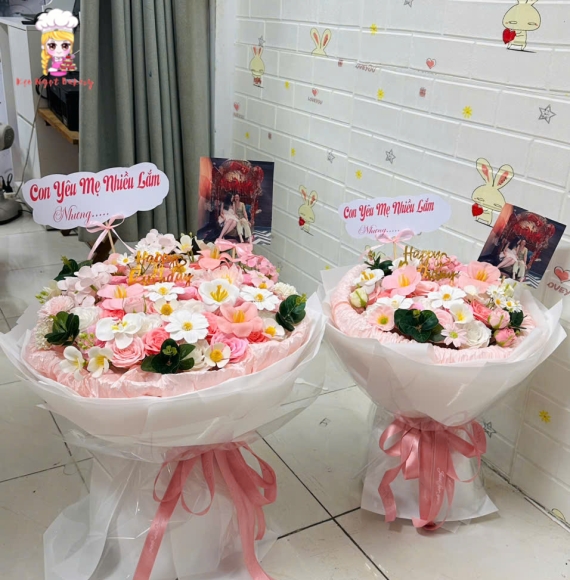 Hoa sáp combo tone hồng siêu hấp dẫn