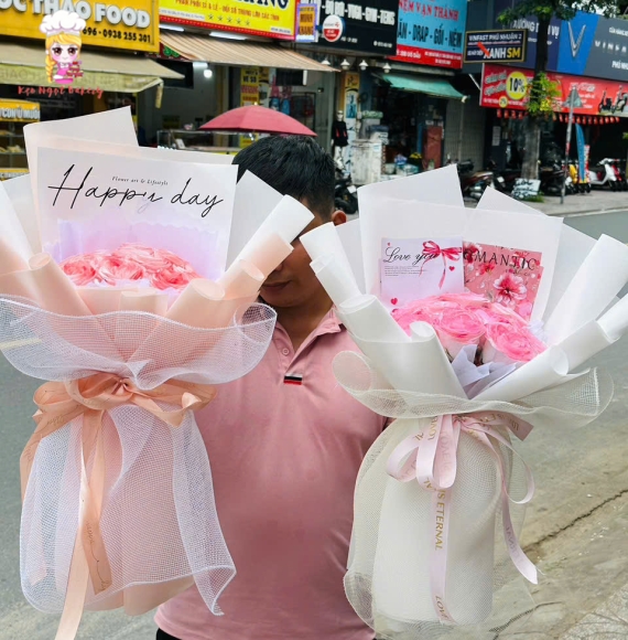 Hoa sáp tone hồng tặng vợ 20/10