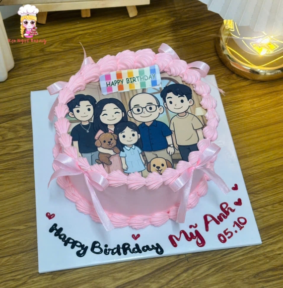 Bánh kem in ảnh gia đình
