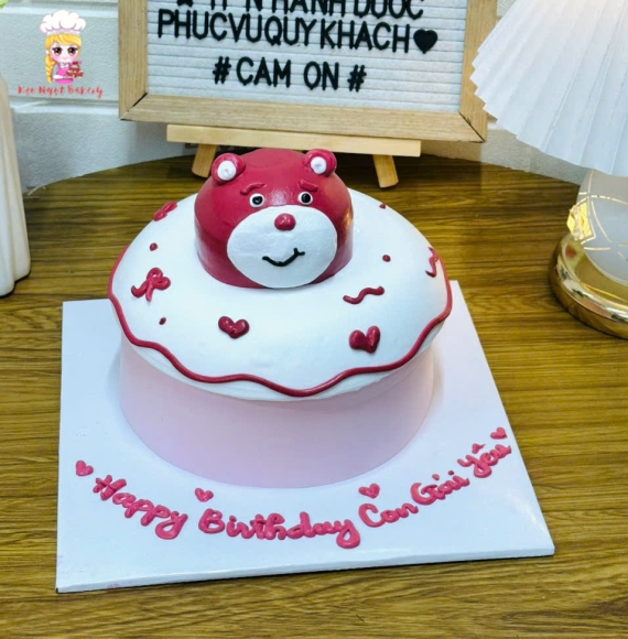 Bánh kem rút tiền dành cho bé gái xinh,gấu dâu