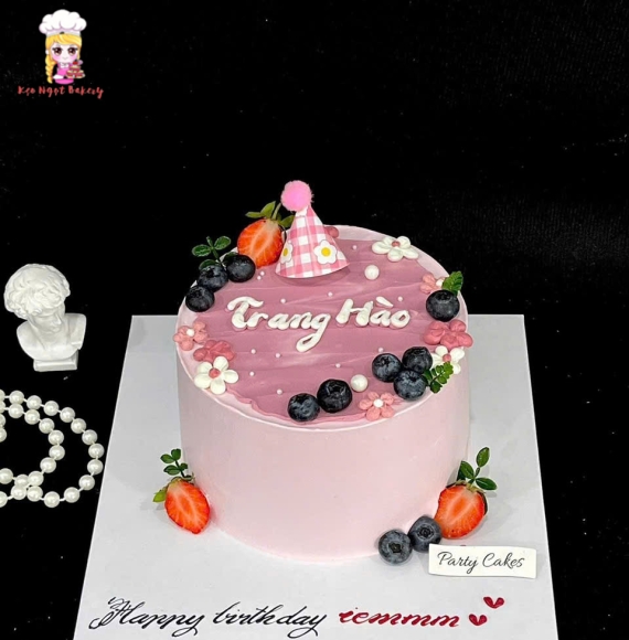 Bánh Kem hàn quốc đơn giản tone tím hồng-kẹo ngọt bakery