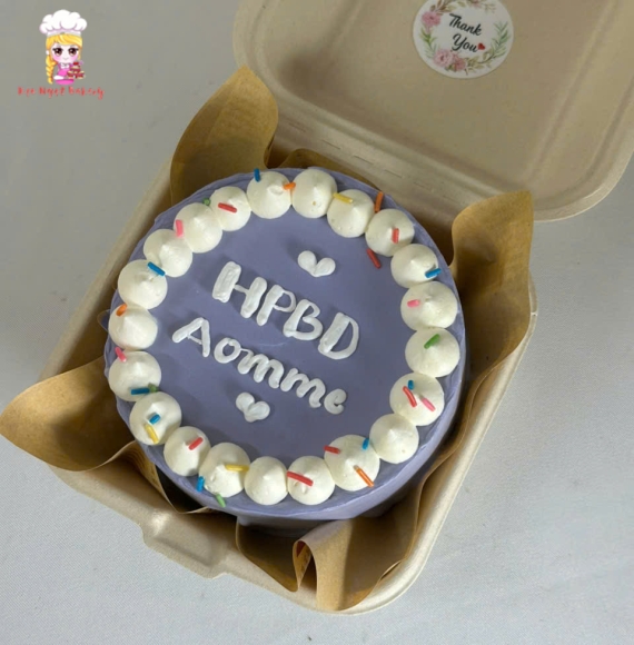 Bánh Kem hàn quốc đơn giản tone tím -bánh kem tân phú