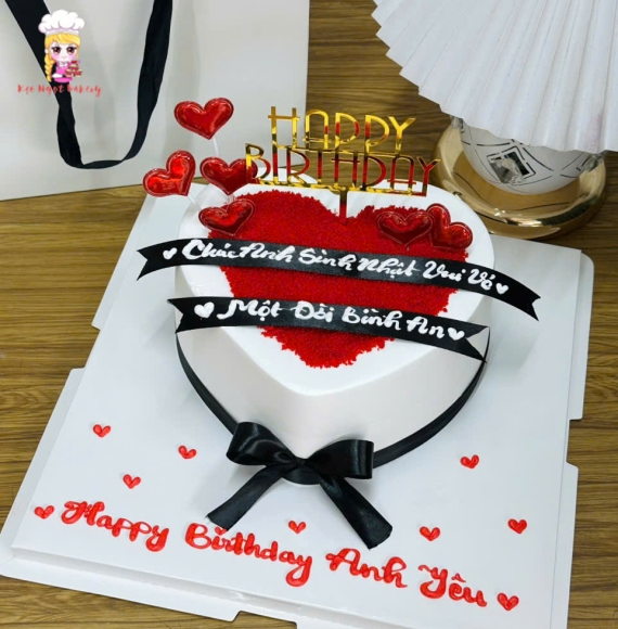 Bánh kem trái tim tone đỏ tặng anh yêu-cửa hàng bánh kem ngon tân phú