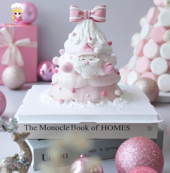 Mẫu bánh kem noel tone hồng