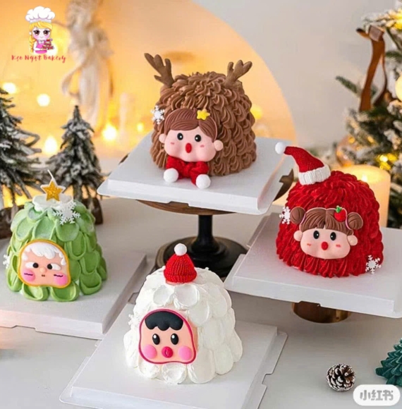 Mẫu bánh kem giáng sinh tạo hình chú cừu dễ thương