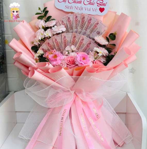 Hoa tiền tờ 50k tặng chị yêu sui