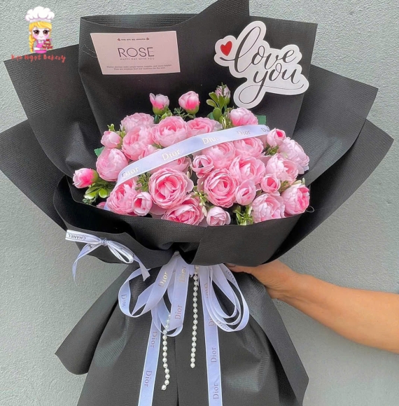 Bó hoa sáp tone hồng đen tại Kẹo Ngọt