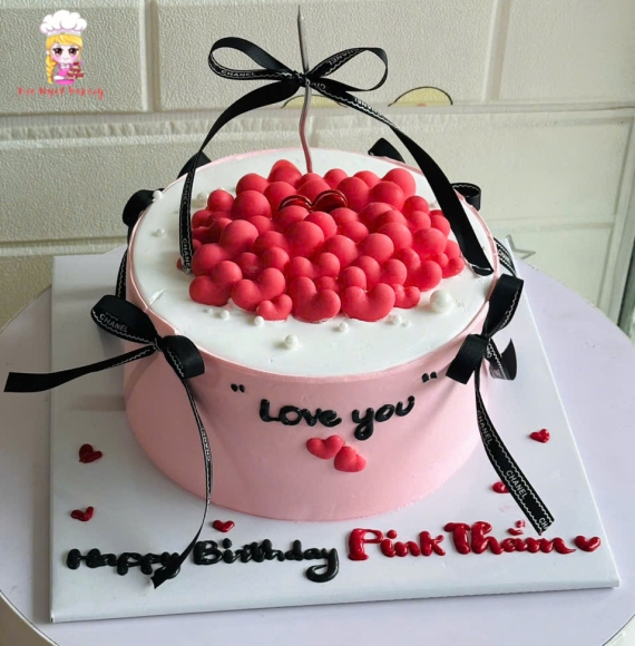 Bánh kem rút tiền tặng nữ tone hồng trang trí theo yêu cầu