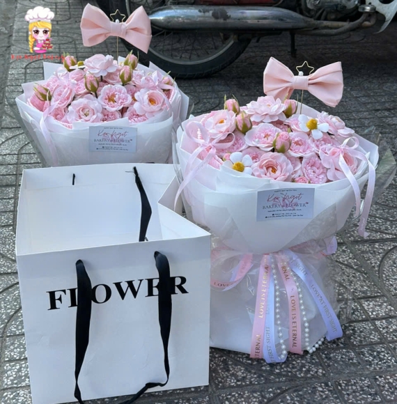 Mẫu hoa sáp mix tone hồng mẫu đẹp 2026