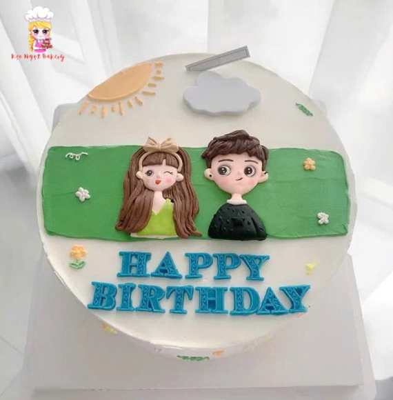 Bánh kem tặng ngày lễ valentines vẻ hình cặp đôi 