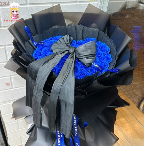 Mẫu bó hoa sáp tone xanh sang trọng hot 2026