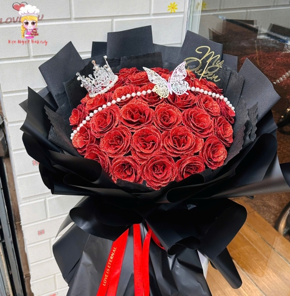 Mẫu bó hoa sáp tone đỏ tại quận 1