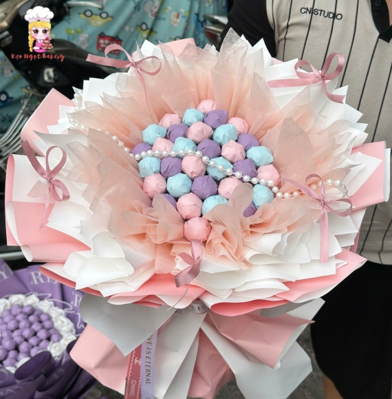 Mẫu bó hoa socola mừng valentine