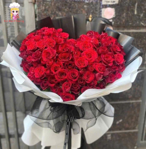 Bó hoa hồng hình trái tim tặng valentine
