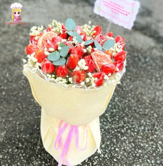 Bó hoa dâu tây tặng valentine tại quận 3
