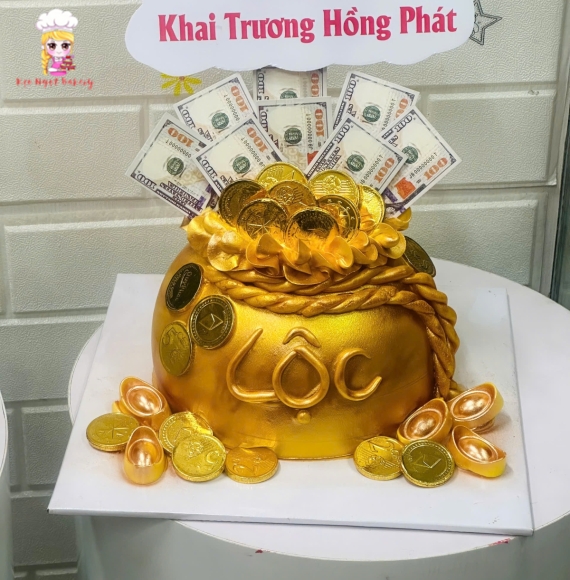 Bánh Kem Khai Trương Tone Vàng HCM