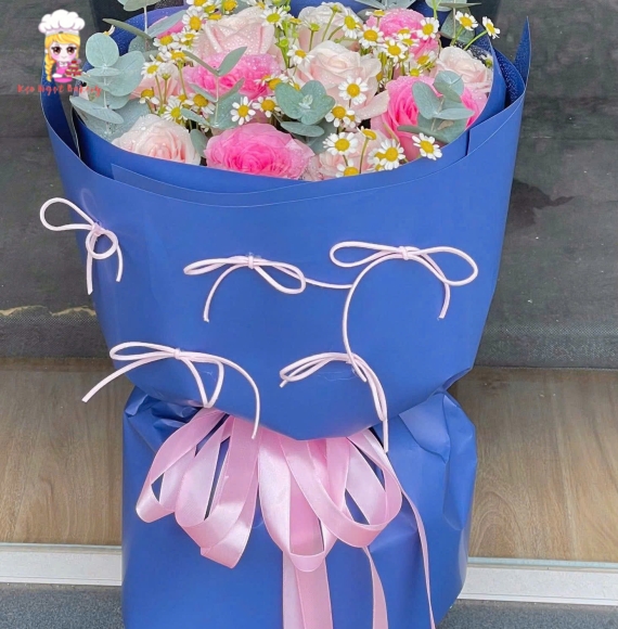 Bó hoa tươi tone xanh dương tặng bạn gái 