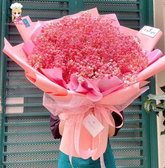 Bó hoa baby cao cấp tone hồng 2026