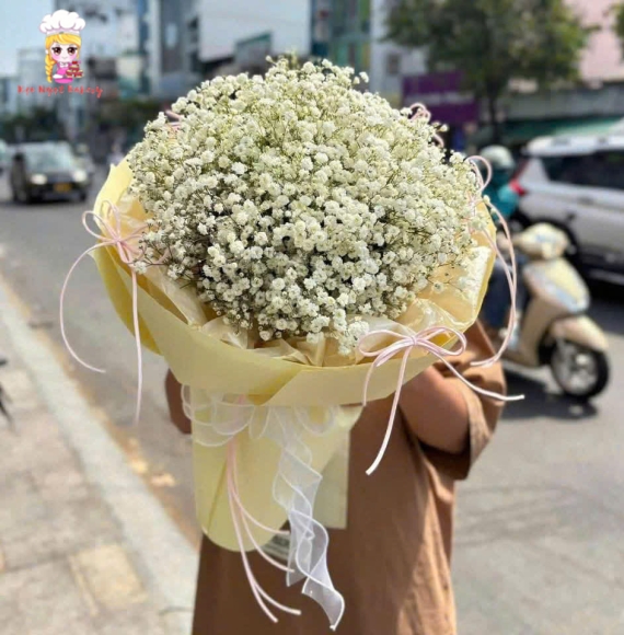 Bó hoa baby hot tone trắng tại quận 4