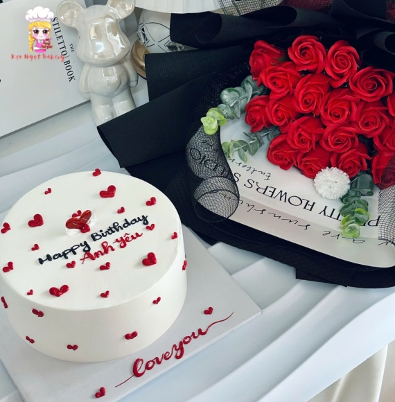 Hoa Sáp Quà Tặng TP.HCM kết hợp bánh kem 