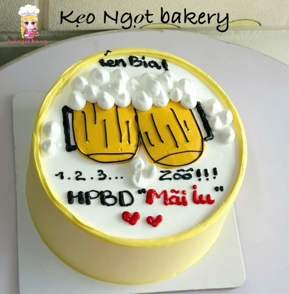Bánh Kem Nhây Tặng Bạn vẻ hình 2 ly bia chibi