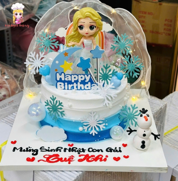 Bánh kem sinh nhật cô tiên xanh tặng sinh bé gái 