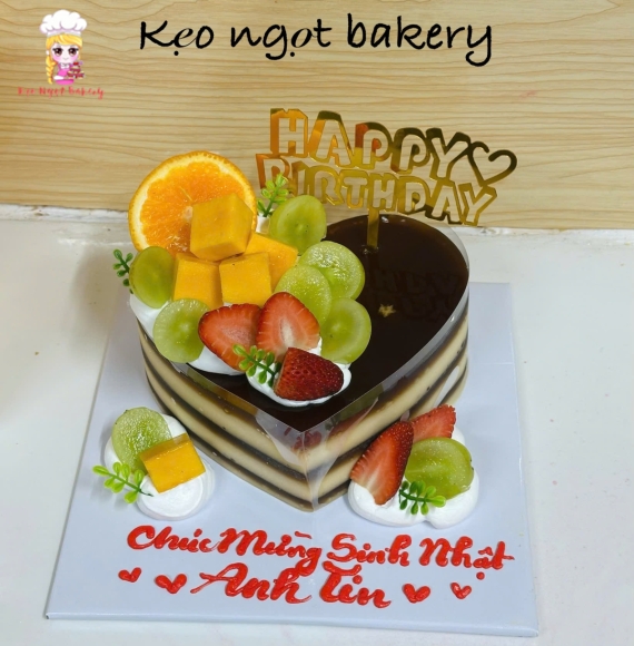 Bánh kem rau câu trái tim tặng anh