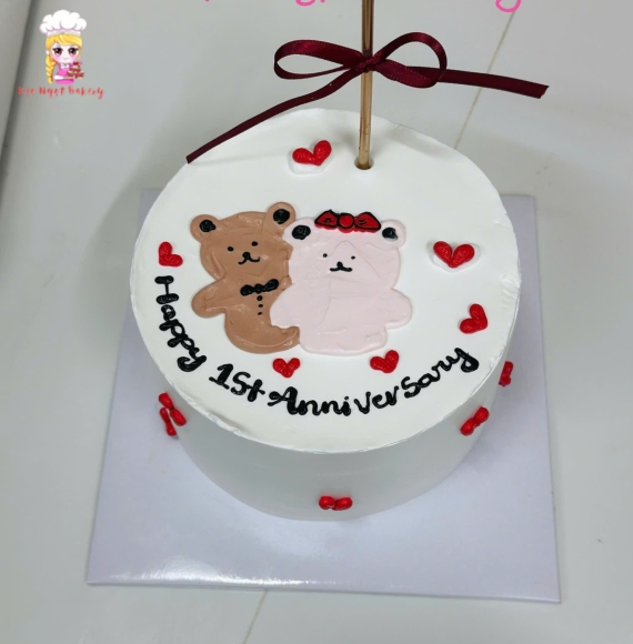 Bánh kem vẻ hình chibi cặp đôi yêu nhau 