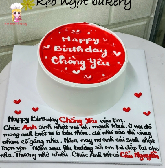 Bánh kem tặng chồng viết lời chúc 