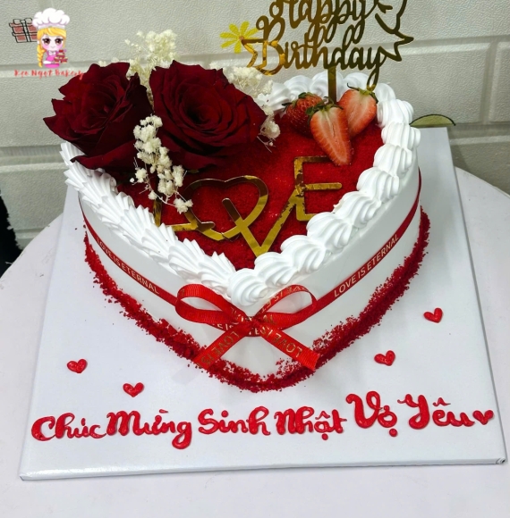 Bánh kem hình trái tim tặng vợ yêu 