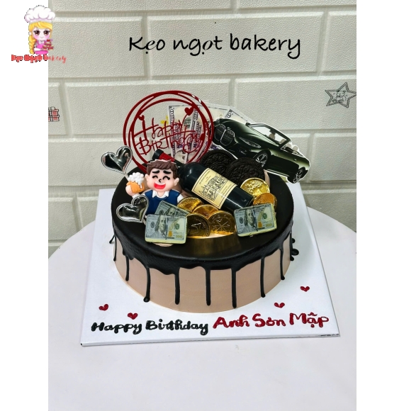 Bánh kem trang trí yêu cầu tặng các bạn nam 